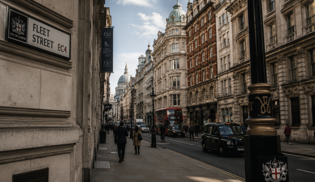 Fleet Street London street view near education consultancy offices